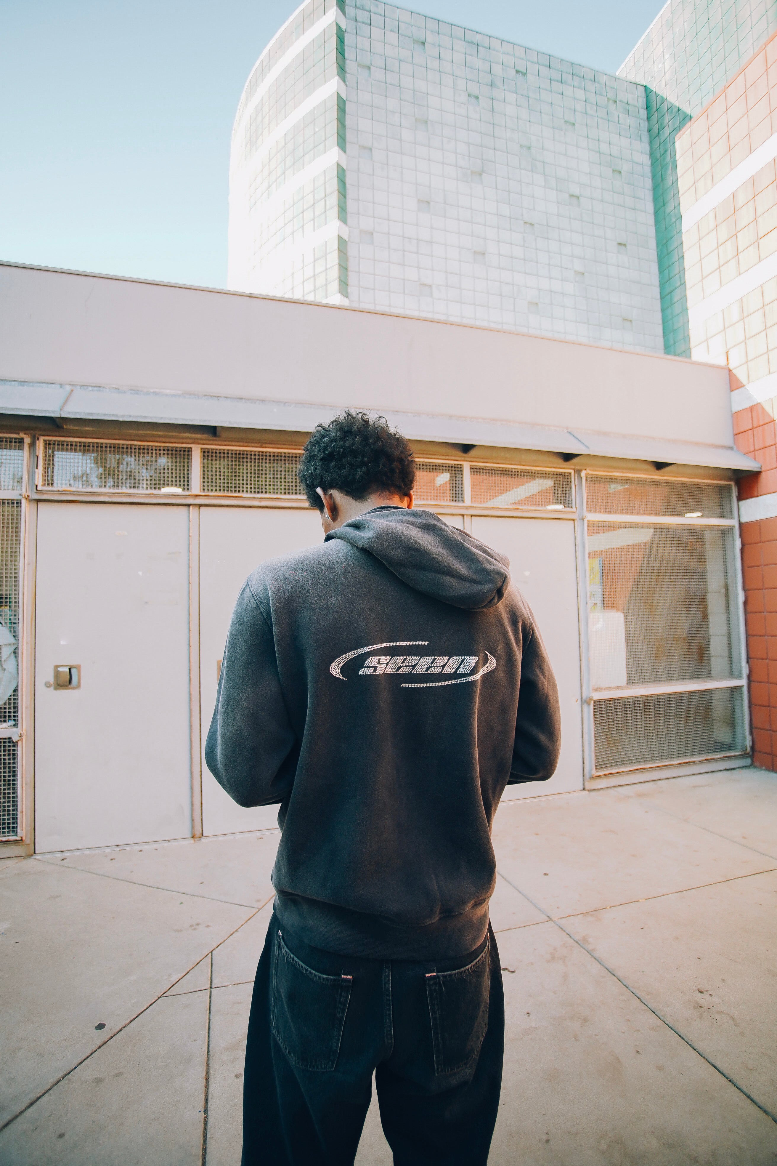 Vintage Rhinestone Zip Up (Black)