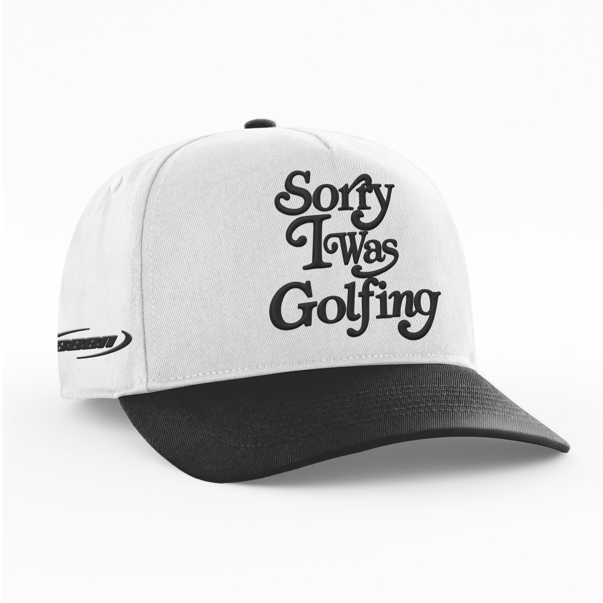 SORRY I WAS GOLFING HAT - 'WHITE/BLACK'