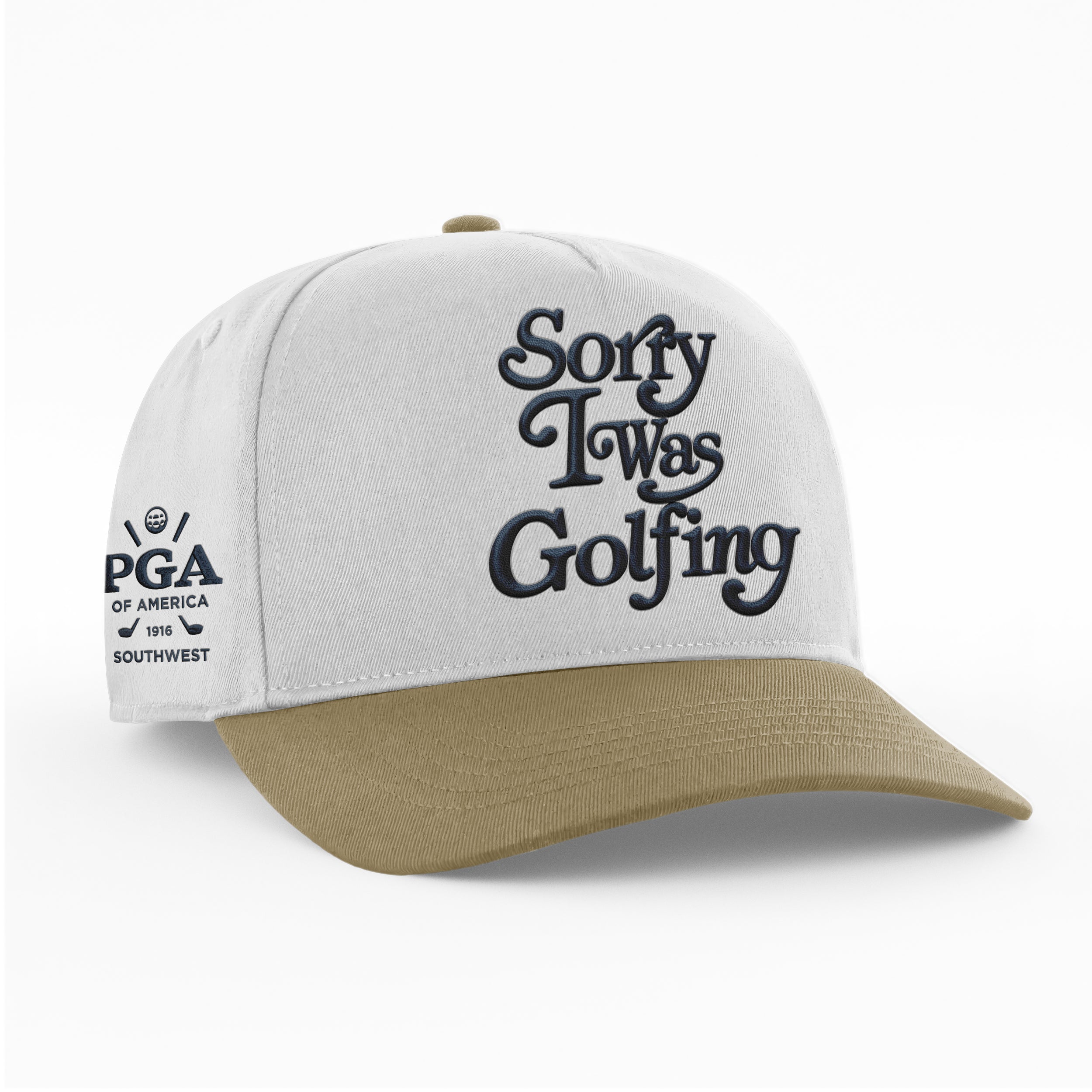 PGA SW - SORRY I WAS GOLFING HAT - 'WHITE/KHAKI'