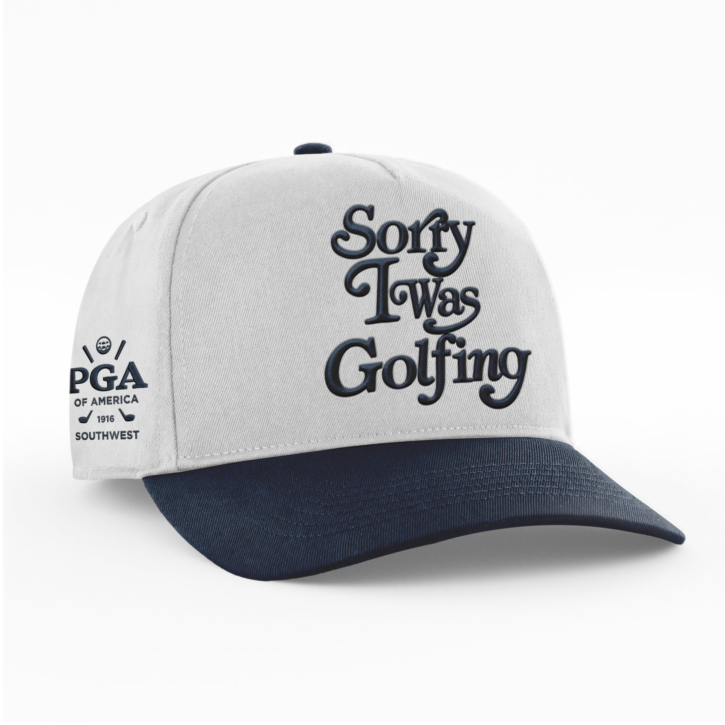 PGA SW - SORRY I WAS GOLFING HAT - 'WHITE/NAVY'
